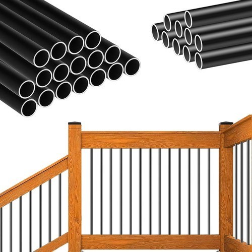 100 Pack 26" Round Aluminum Deck Balusters, 3/4" Diameter Hollow Round Black