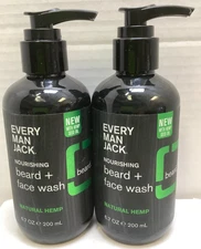 Every Man Jack Beard & Face Wash, Natural Hemp, 6.7oz, 2 Pack