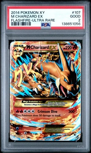 2014 POKEMON XY FLASHFIRE ULTRA RARE #107 M CHARIZARD EX PSA 2