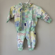 Vintage Two Piece Baby Set Sz 6-9 Months Pastel Romper Hooded Jacket Soupcon 90s