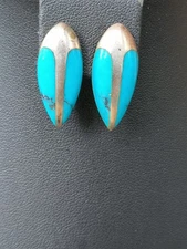 VTG Sterling Silver 925 Turquoise Stone Post Earrings Signed BOMA