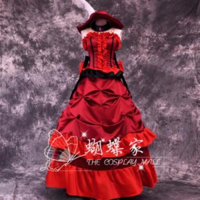 open lace back dress Madame Red Double-Breasted Detailing Long Dress