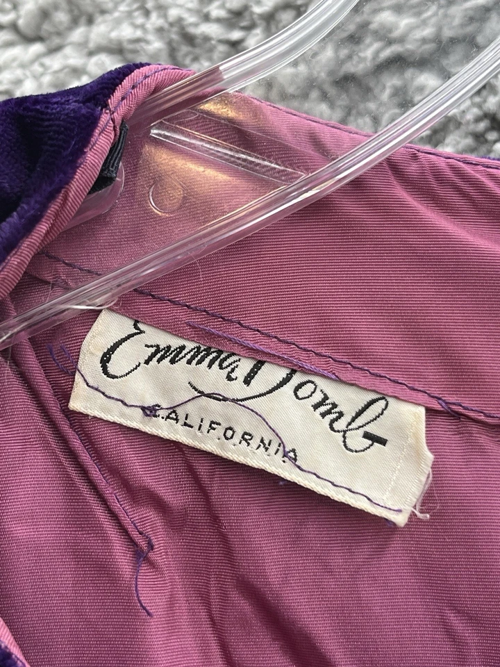 Vestido De Colección Años 70 Emma Domb Mujer XS Púrpura Terciopelo Naranja Paisley Groovy Psicodélico Foto 4 de 4