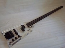 Pro 4 String Clear Body Lucite Electric Bass Guitar, Headless Brand New