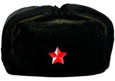 2x Russland UdSSR Bomberm&uuml;tze Fellm&uuml;tze Winterm&uuml;tze Schwarz 55 cm bis 62 cm A02