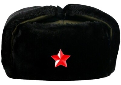 1x Russland UdSSR Bombermütze Fellmütze Wintermütze Schwarz 55 cm bis 62 cm A02