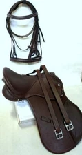 Rich Brown 13" English AP Show Jump Saddle Mini Pony Cob Full Bridle+48" Lthrs