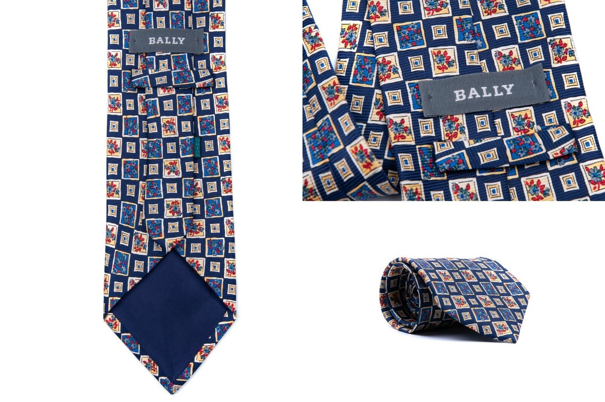 Men's Vintage Luxury BALLY Flower Motif 100% Premium Silk