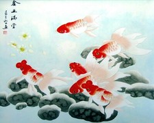 10 x 8 Art Ceramic Mural Gold Fish Decor Bath Tile 714