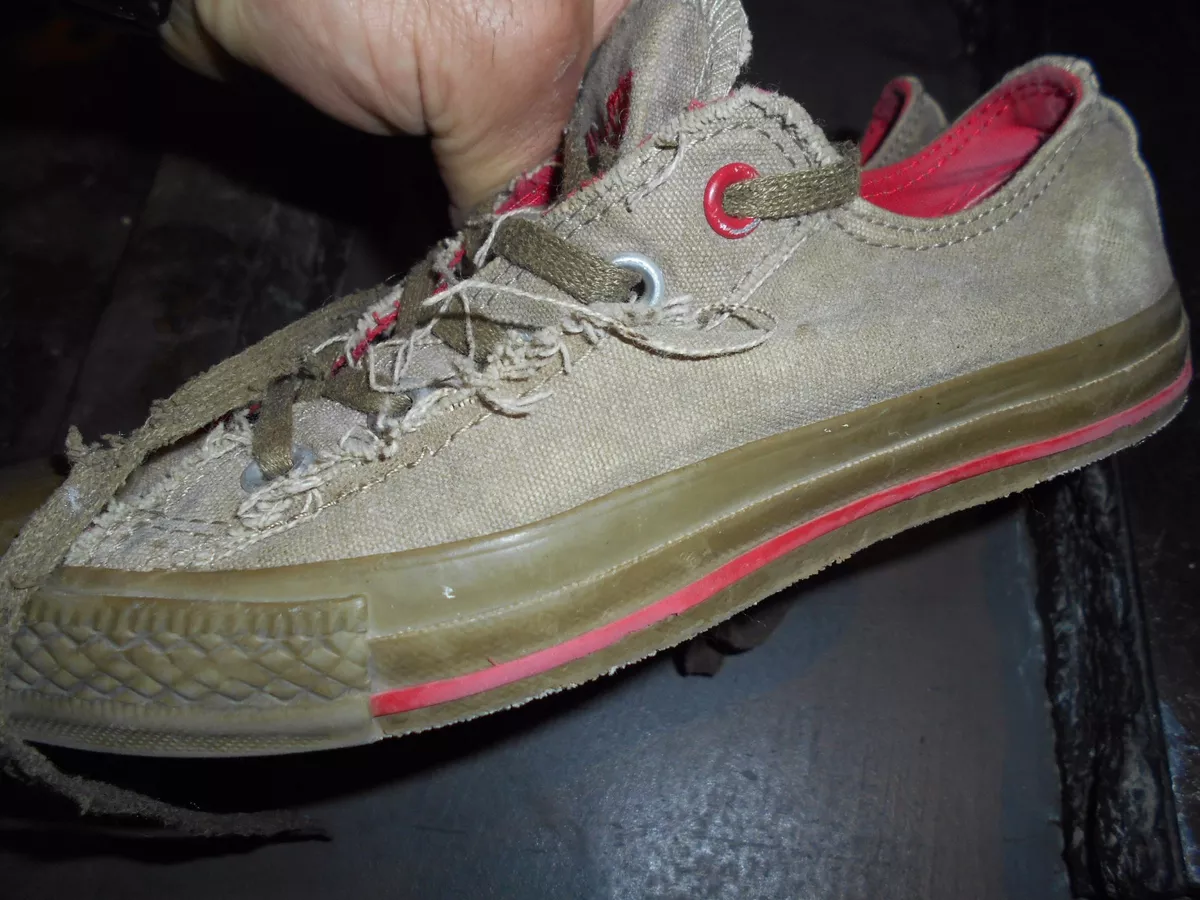 RARE CONVERSE ALL STAR KHAKI RED COLLECTOR SIZE 35 TO 12 ACH IMM FP com MOND