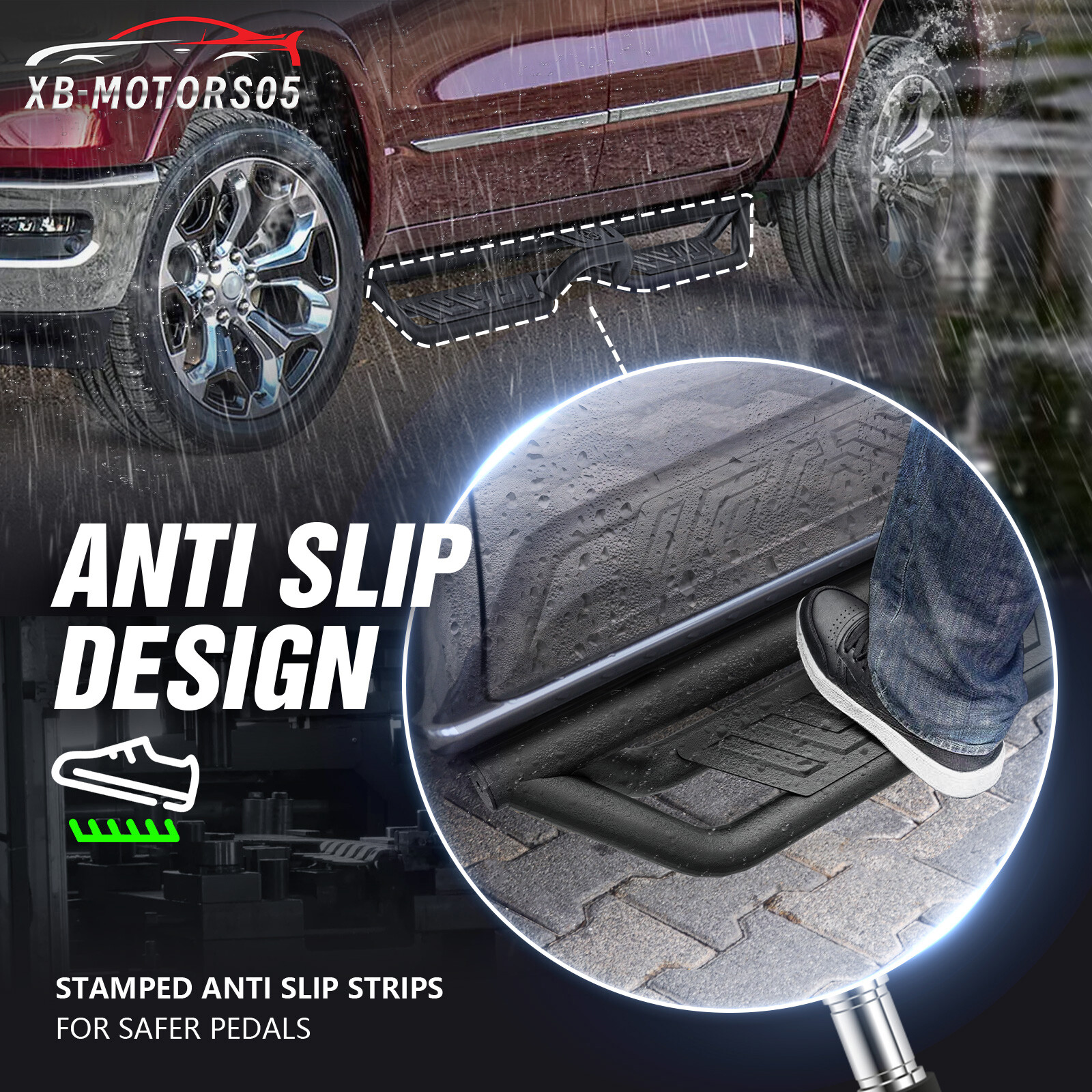 For 2019-2025 Dodge Ram 1500 Crew Cab New Body Running Boards Side Steps 2-Stair