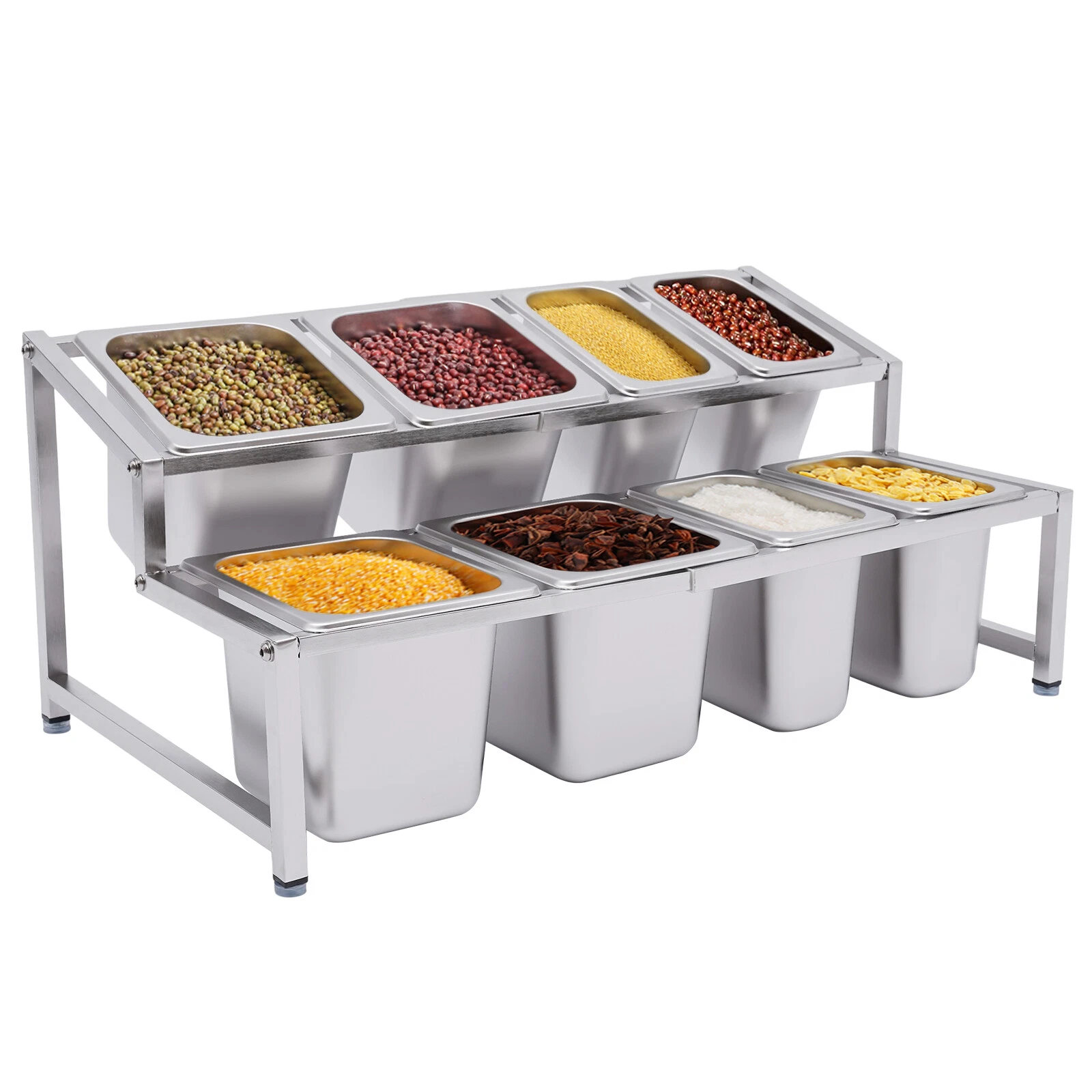 Expandable Spice Rack Stainless Steel Organizer Shelf with Pans Ladles Lids