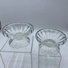 Libbey Clear Paneled Sherbet Ice Cream Bowl Dish Pedestal Vintage 2.25" Set of 2