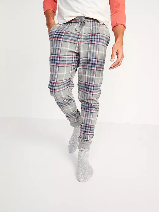 NWT Old Navy Gray Plaid Flannel Jogger Pajama Pants Sleep Lounge Men L XL