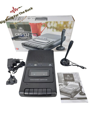 GPO CRS-132 Kassettenrecorder externes Mikrofon USB-Aufnahme Schwarz OVP DEFEKT