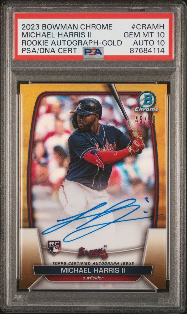 1st BOWMAN AUTO MICHAEL HARRIS Ⅱ PSA10 Michael Harris II 2023 Bowman Chrome Gold RC Auto /50 PSA 10