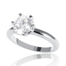 1 CT Solitaire Diamond Engagement Ring Round Cut H/SI2 14K White Gold