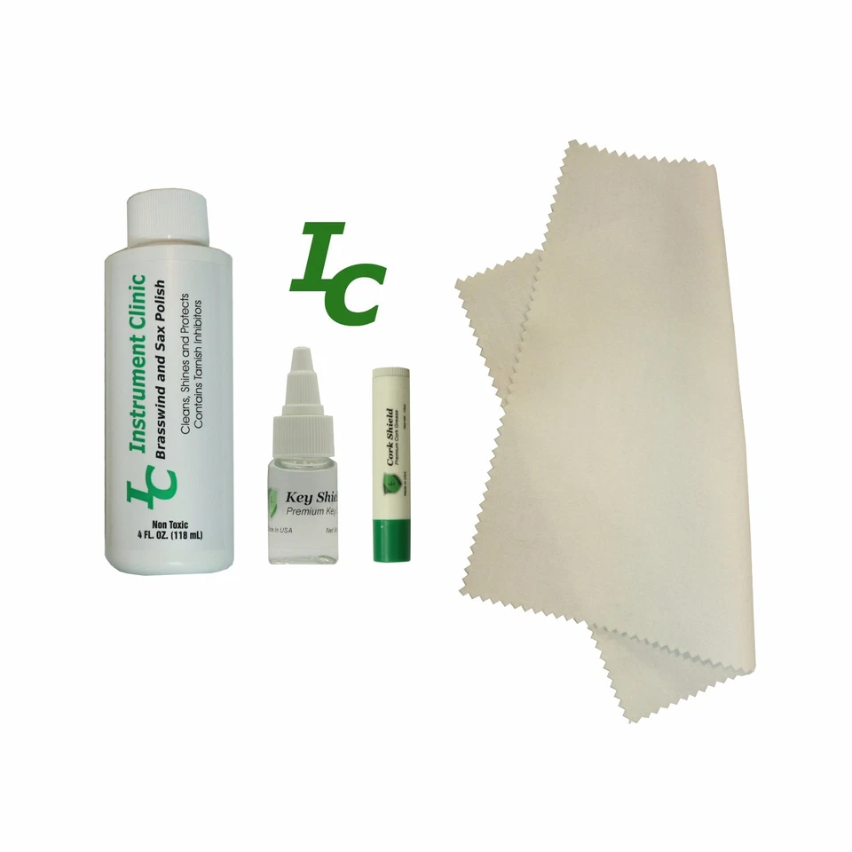 INSTRUMENT CLINIC Saxophone Polish, Polishing Cloth, Key Oil, Cork Grease, Made in USA!