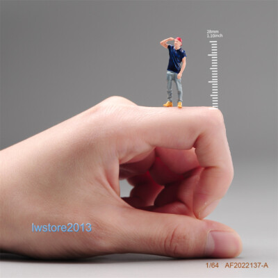 1/64 Blue T-shirt Boy Miniature Scene Props Figures Model For Cars Vehicles Toys