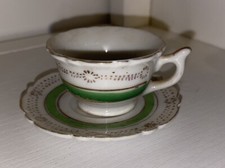 Vtg Miniature Teacup Saucer Green Tiny Mini Japan Ceramic