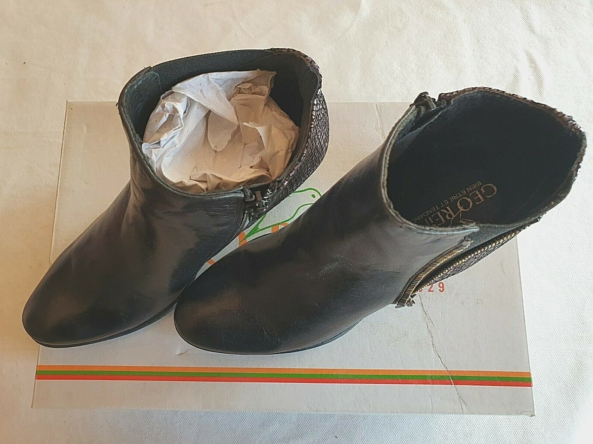 Bottines En Cuir Noir Geo Reino Modèle Gabreto - Taille 36 - Neuf Avec Emballage