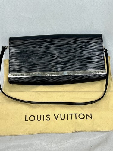 LOUIS VUITTON LV Black epi leather Sevigne clutch purse