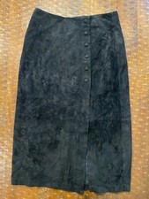 Vintage Otello Pelle Black Suede Skirt Size Medium