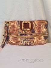NEW JIMMY CHOO Brown Python Snakeskin MARIN Handbag Clutch 2,495