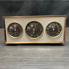 Airguide Thermometer Hygrometer Barometer  3 Dial Station - Brass Border