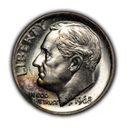 1962 10c Roosevelt Silver Dime - Colorful Original Toning - BU - SKU-Y5587