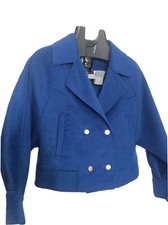 Shein Premium Jacket Women Coat Xs Size Workwear Blue Short Soft Double Breast