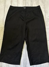 Ava & Grace pants women's size 10 100% linen black straight leg cropped capri