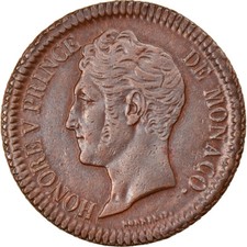 [#879088] Münze, Monaco, Honore V, Decime, 1838, Monaco, SS+, Kupfer, KM:97.1