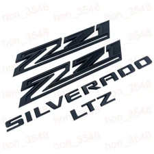 4pc Matte Black 2019-2024 Chevrolet Silverado LTZ Z71 Emblem Nameplate Badge Kit