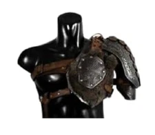 Medieval Leather Viking Barbarian Set Of Pauldrons Larp Shoulder Harness Antique