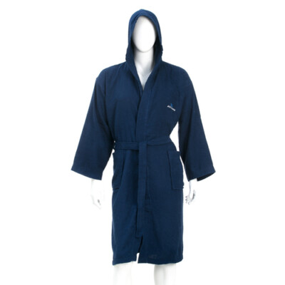 HERREN BADEMANTEL AQUARAPID FANPY B BLAU MICROTERRY BAUMWOLLE POOL FITNESSSTUDIO
