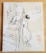 ** TABLEAU HUILE SUR TOILE DE BERNARD DUFOUR "JEUNES FEMMES DANS L'ESCALIER"