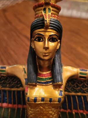 Egyptian Goddess Of Motherhood Kneeling Isis With Open Wings Statue 12.