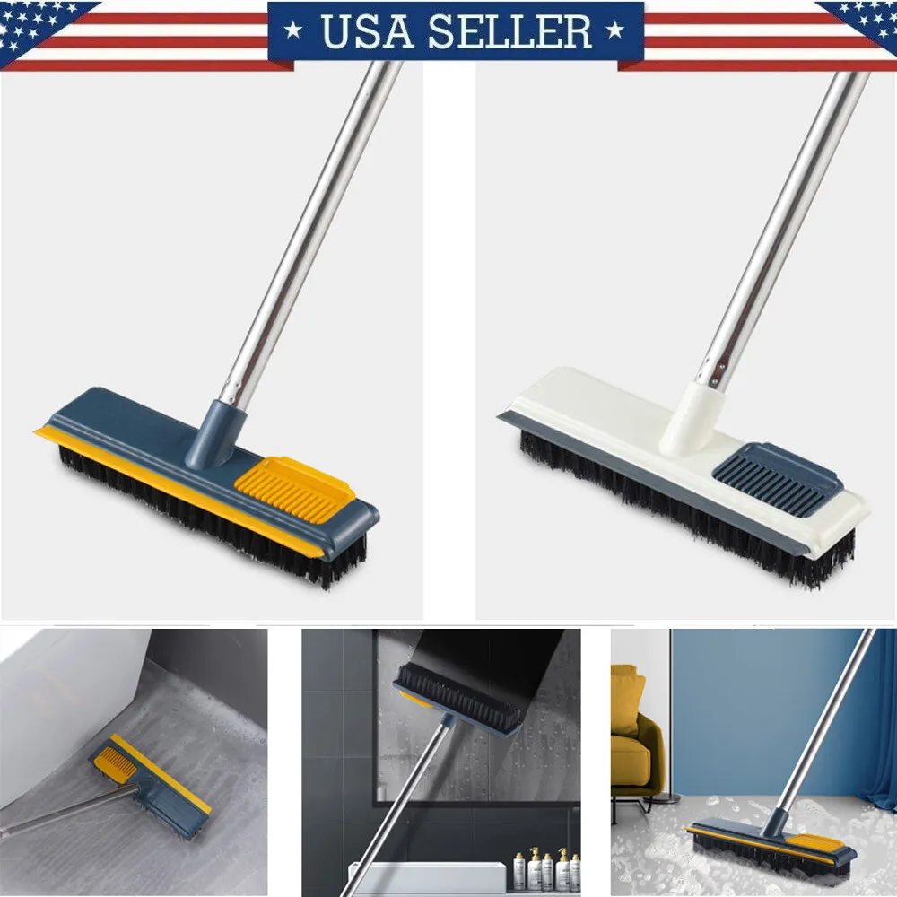 Floor Scrub Brush with Long Handle Stiff Bristle Brush Scrubber