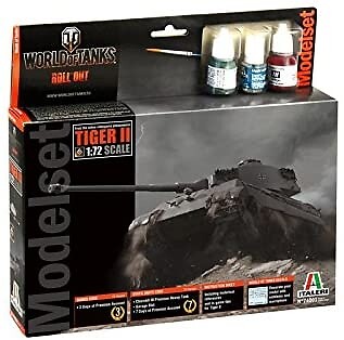 ITALERI - Starter-Kit   Tiger II WORLD OF TANKS zum Zusammenbauen und Bemalen...