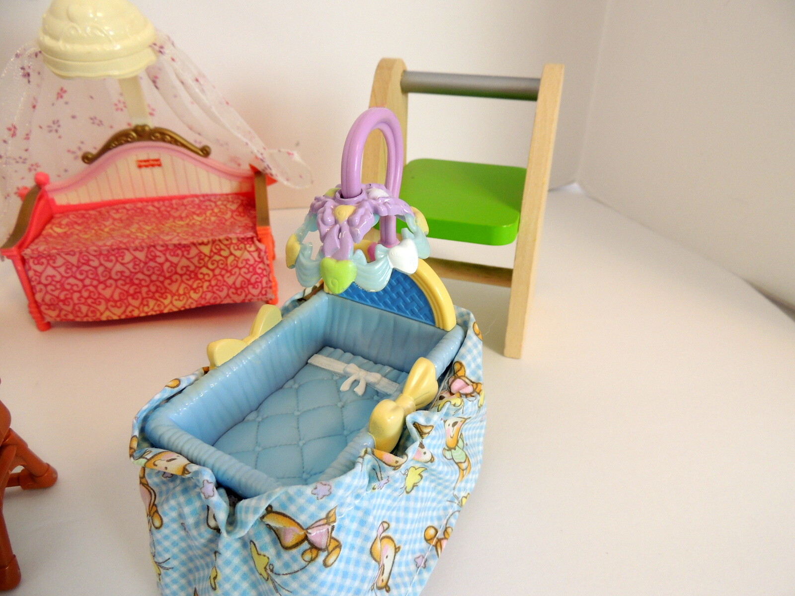 Mixed Lot of Doll House Furniture Fisher Price Bed Kitchen High Chair