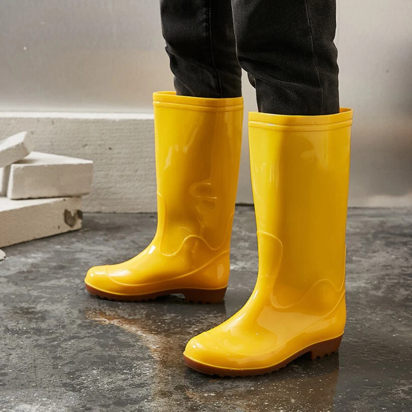 Women s Rain Boots Slip Mid Calf Lined Waterproof Garden Work Rubber Mens Shoes