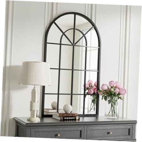 Arch Wall Mirror Mounted Decorative, 30"x20", Arched Window Pane Mirror for