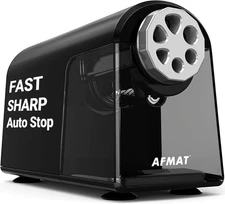 AFMAT Heavy Duty Electric Pencil Sharpener for Classroom, 6 Holes, Black 