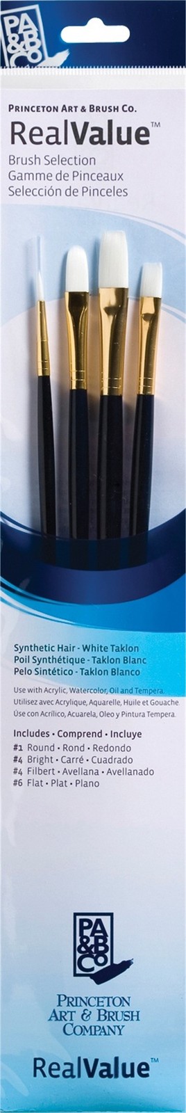 Princeton Artist Brush Synthetic White Taklon Real Value Brush Set-3/Pkg