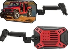 JOYTUTUS Red Side Mirrors Doors Off For Jeep Wrangler JL/Gladiator JT 2018-2023