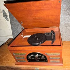 Crosley CR66d Brown Radio Cassette Player Turntable AM/FM 33/45/78RPM