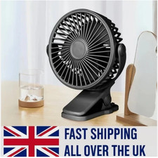 3 Speeds Mini Cooling Fan USB Rechargeable Clip On Desk Baby Stroller Portable