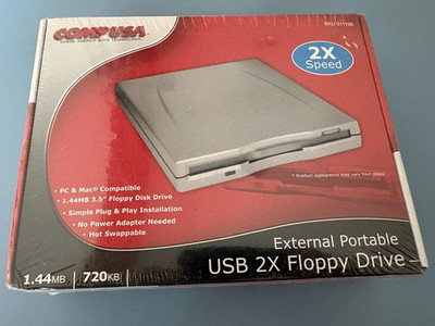 COMP USA External Portable USB 2X Floppy Drive UNOPENED SHRINK SEALED SKU 631119