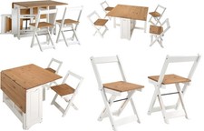 Santos Butterfly White Dining Set  Extending Waxed Pine Dining Table & 4 Chairs